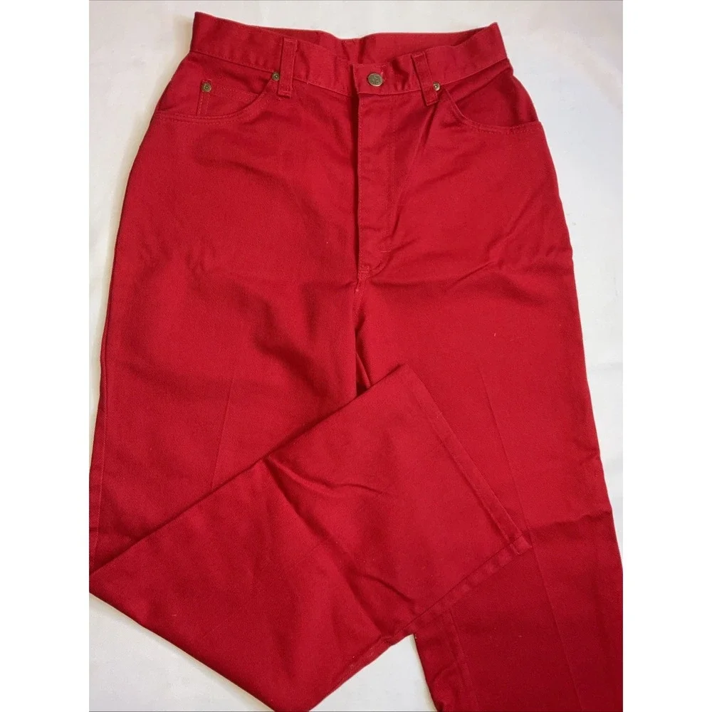 Vtg Lee Jeans Red Size 26x28 High Waist Straight Preppy‎ Chic Western Retro Glam